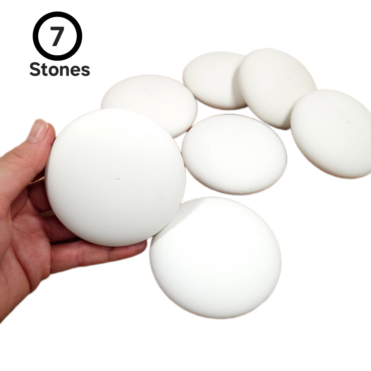 Set of 7 Paintable Craft Stones – 3” Handmade Smooth Rocks for Painting, DIY mandala Art, School Projects & Creative Family Activities