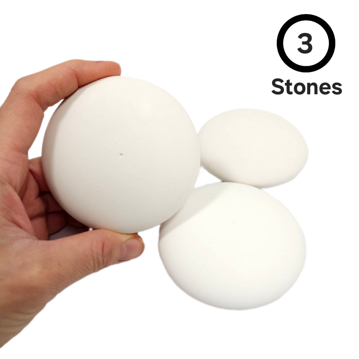 Handmade Smooth stones for Painting, DIY Art Projects, and Creative Fun 3 inch size, 3-Piece Paintable Craft Stones for Kids