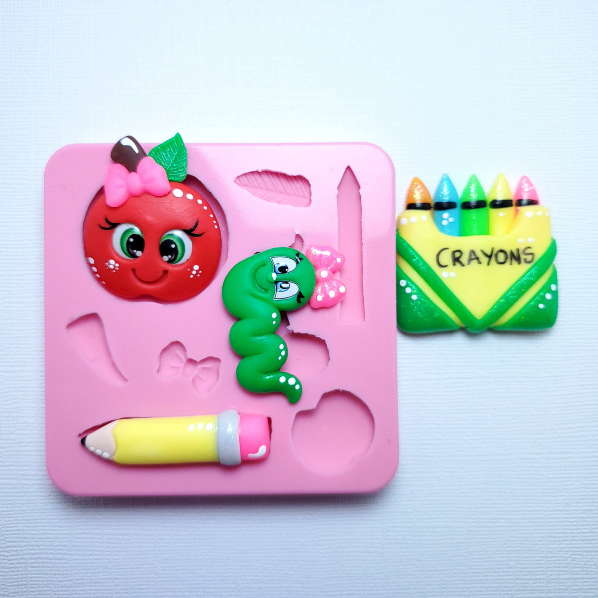 Back to School Multi-Project Silicone Mold with Apple Pencil Crayons MS001