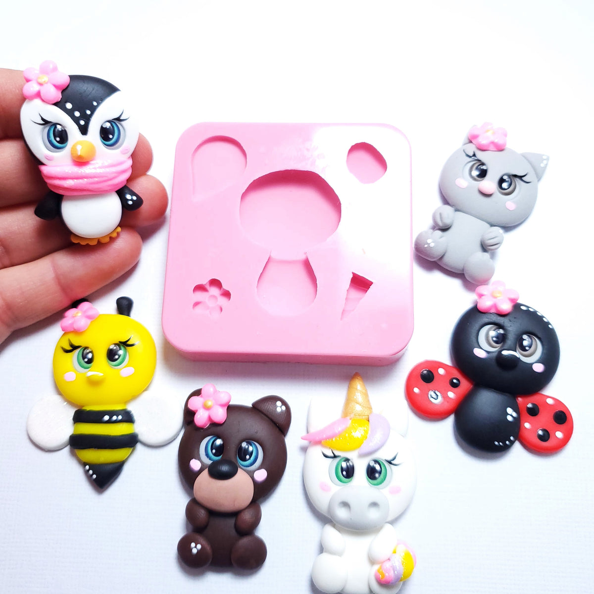 Cute Animals Full Body Multi-Project Silicone Mold for Fondant Resin Clay MS099