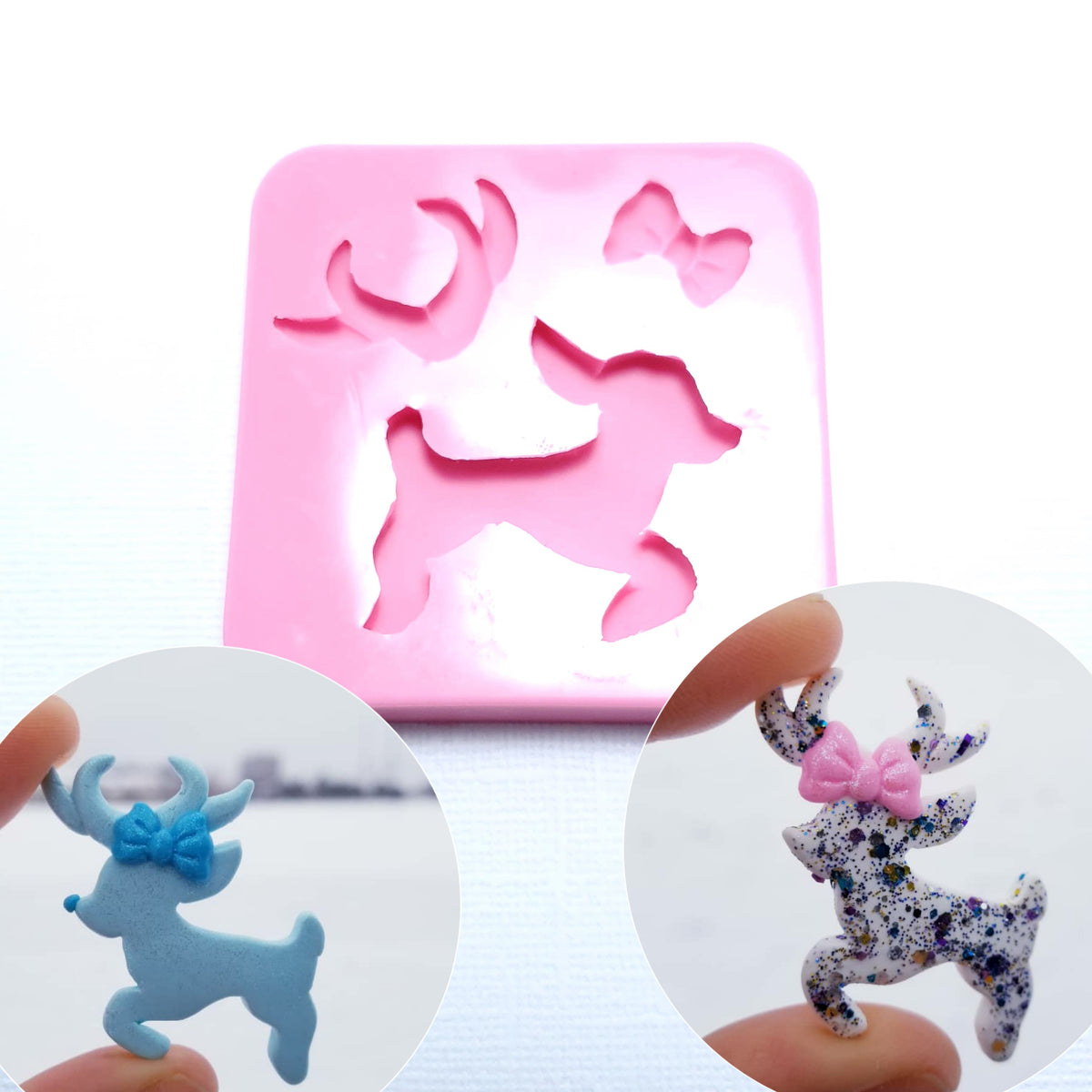 Jumpy Reindeer Multi Project Silicone Mold for Fondant Resin and Clay Crafts