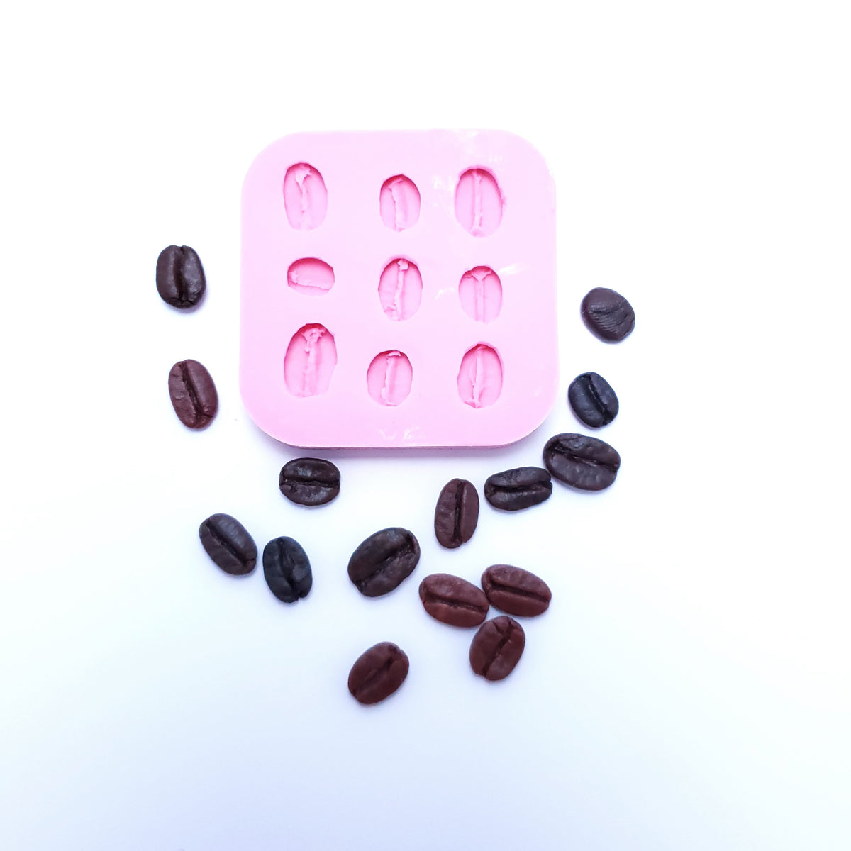 Coffee beans (Real size coffee beans)- 9 cavities mold candle making molds - Soap making molds Silicone mold NC004