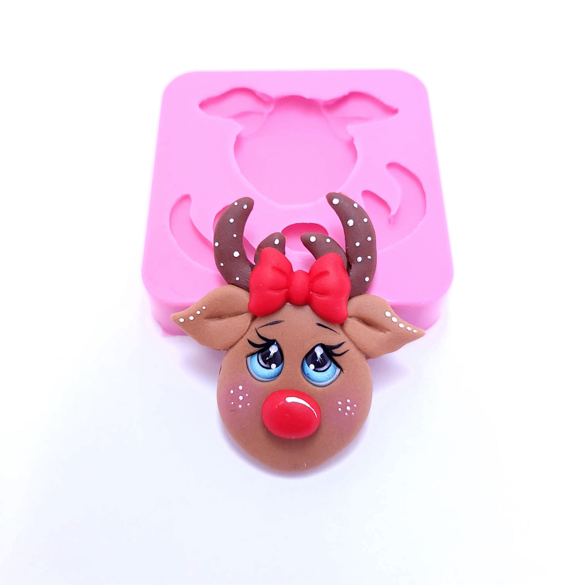 Cute Reindeer Silicone Mold for Fondant Resin Clay Miniatures Christmas Crafts