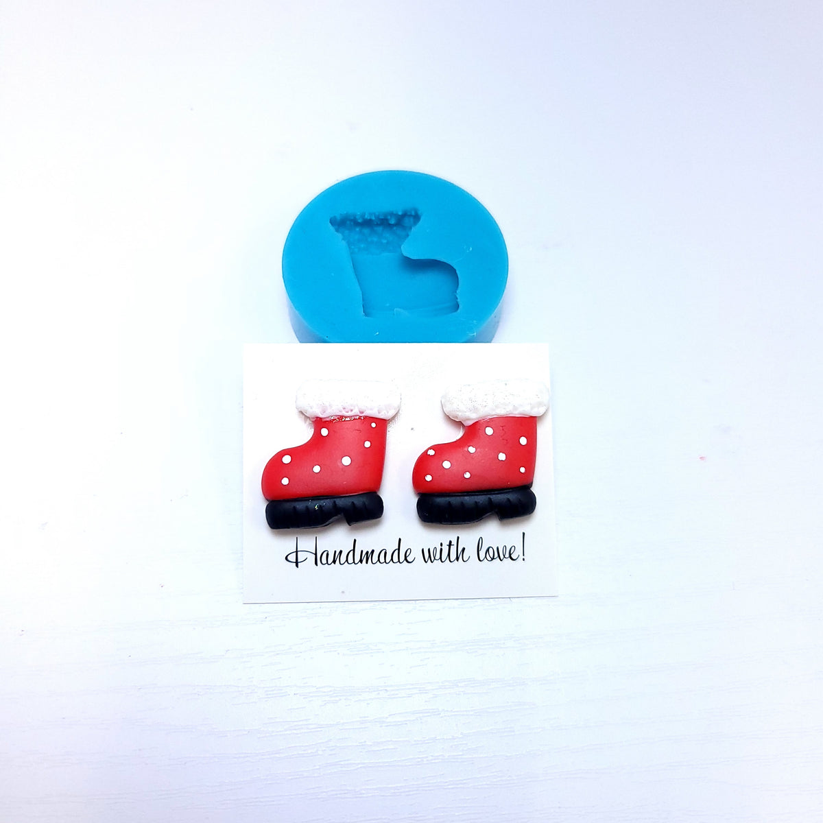 Christmas Boots Earrings Charms Miniatures Silicone Mold for Fondant Resin MS730