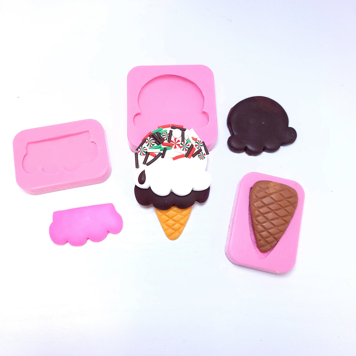 Ice Cream Cone Bundle Silicone Mold Set for Miniatures Cake Decorating MS763