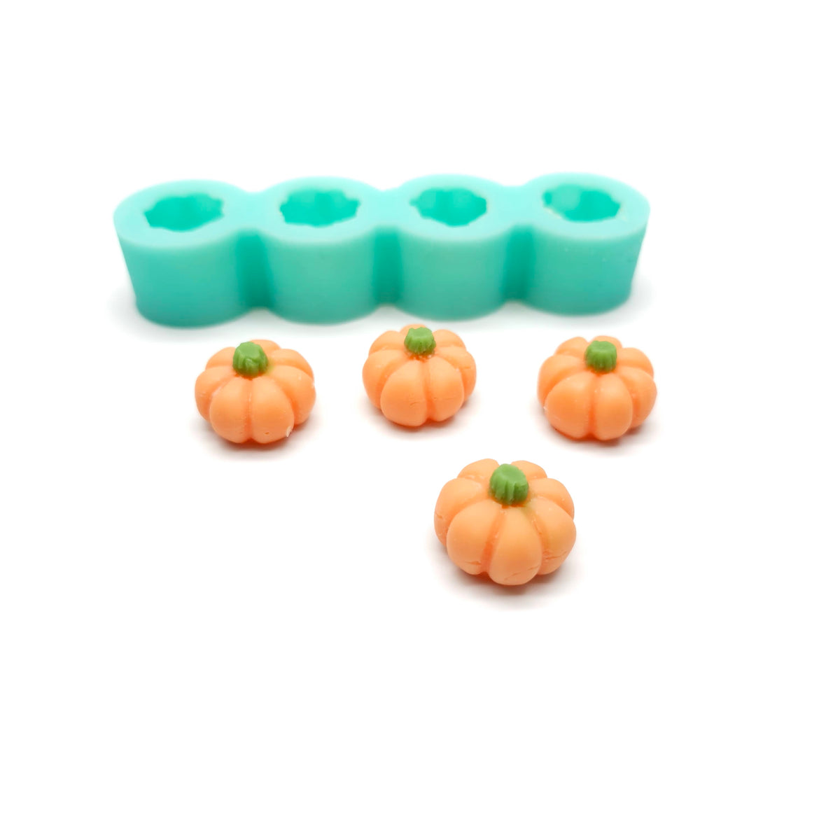 Mini Pumpkin Mold, 4 Cavity Silicone Mold for Candle Embeds, Soap Embeds, Chocolate mold, Miniature Autumn Décor, and Polymer Clay Projects