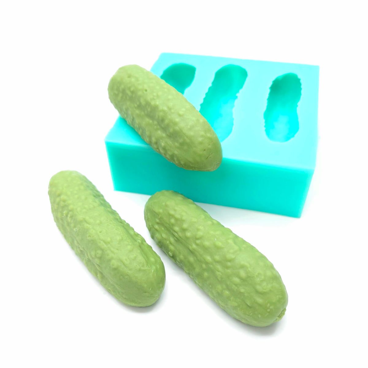 Pickle 3 cavity regular size pickles silicone mold pickle cucumber Silicone Mold Wax mold Resin mold Soap mold Realistic Flexible mold NT055