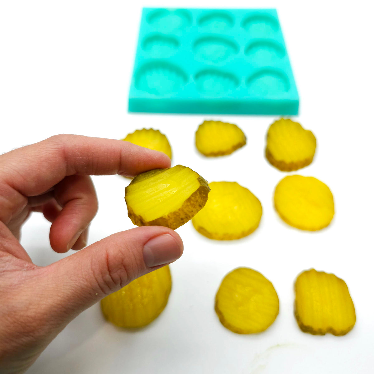 Pickle slices set of 2 silicone mold pickle cucumber slices Silicone Mold Wax mold Resin mold Soap mold Realistic Flexible mold