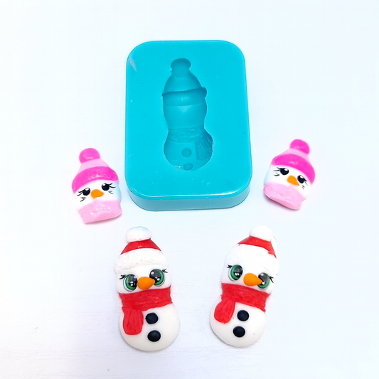Snowman full body Christmas earrings charms miniature silicone mold for fondant resin clay