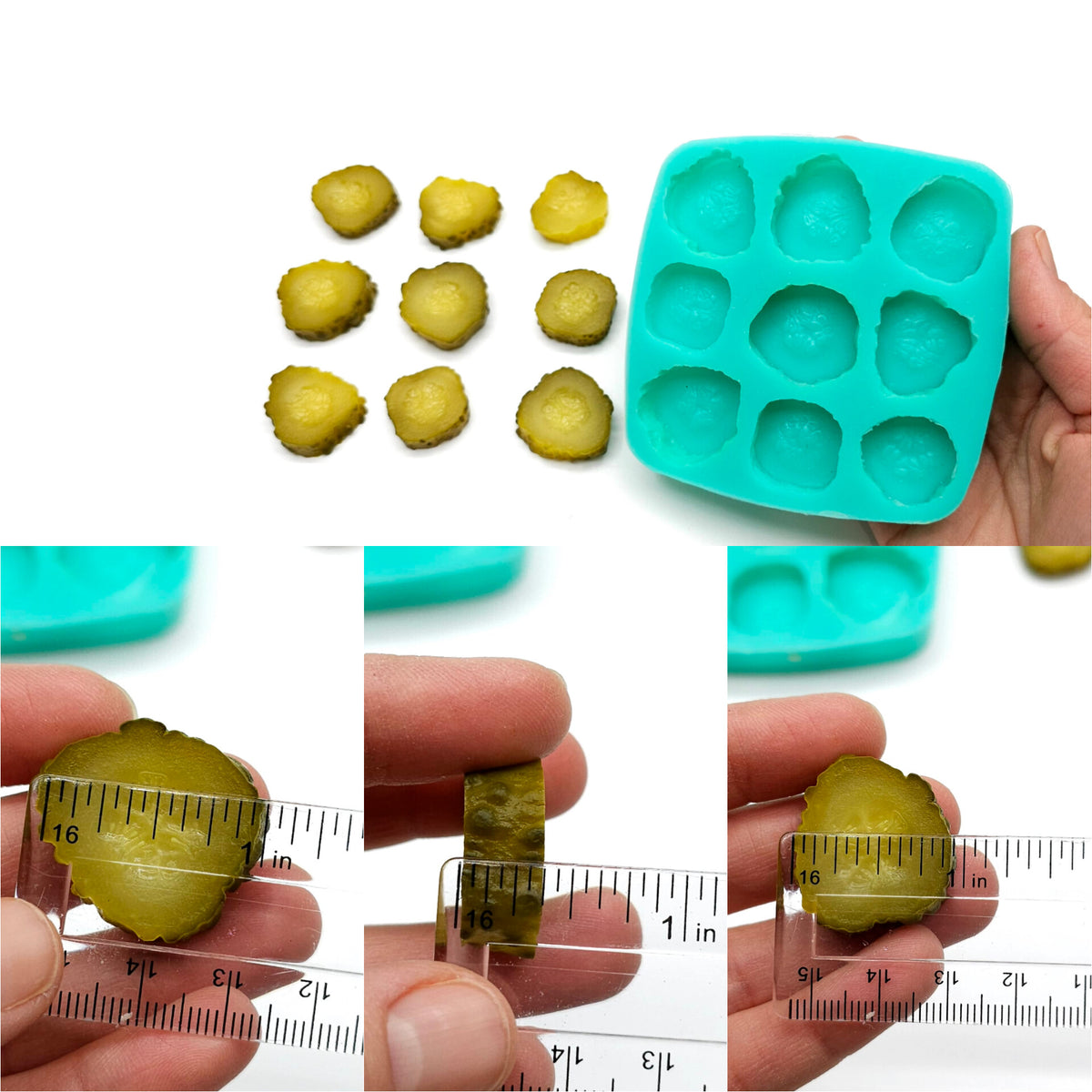 Pickle Molds collection set 6 of silicone molds pickle cucumber slices Silicone Mold Wax mold Resin mold Soap mold Realistic Flexible mold