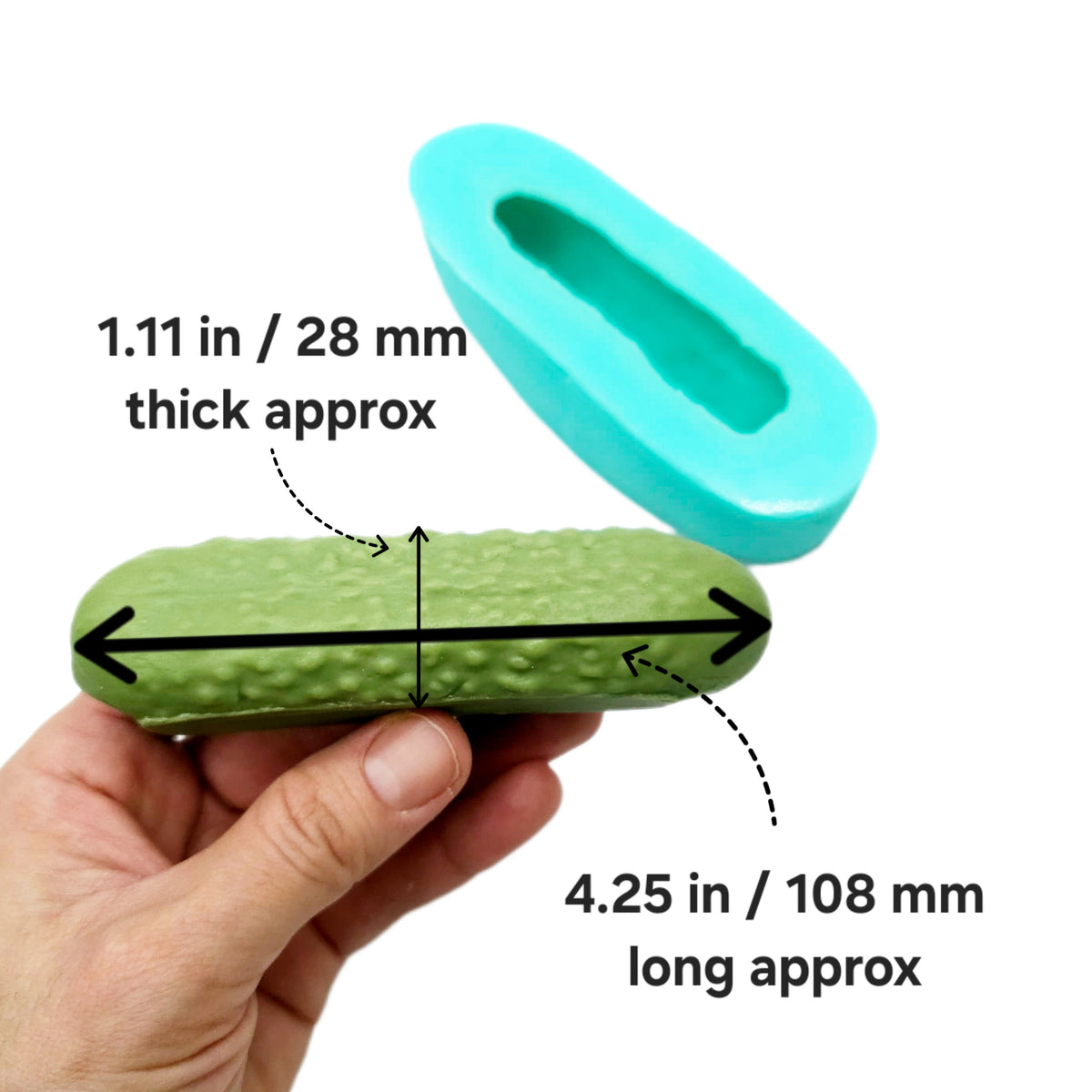 Pickle cucumber 4.2 in long size silicone mold, realistic pickle silicone mold wax melts mold, fake food making mold, resin mold candle dessert NT054