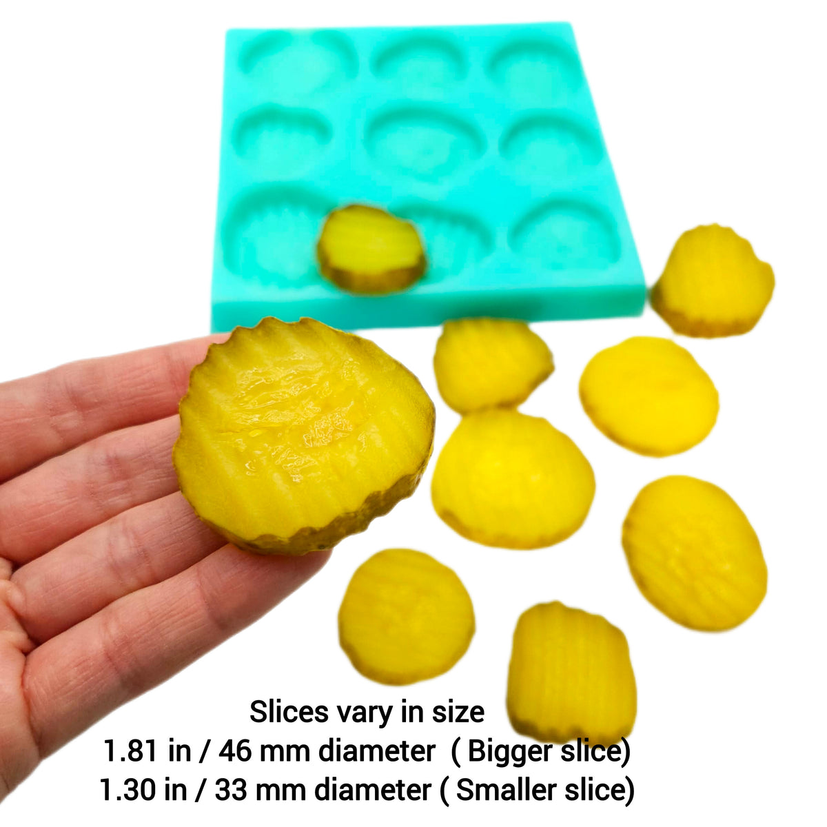 Pickle Molds collection set 6 of silicone molds pickle cucumber slices Silicone Mold Wax mold Resin mold Soap mold Realistic Flexible mold