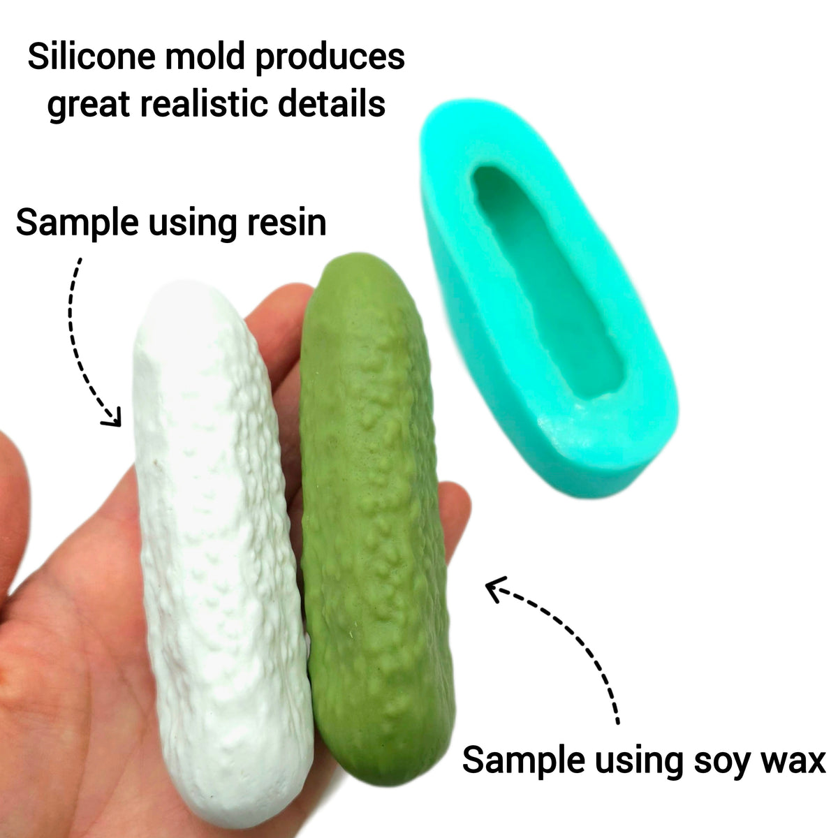 Pickle cucumber 4.2 in long size silicone mold, realistic pickle silicone mold wax melts mold, fake food making mold, resin mold candle dessert NT054