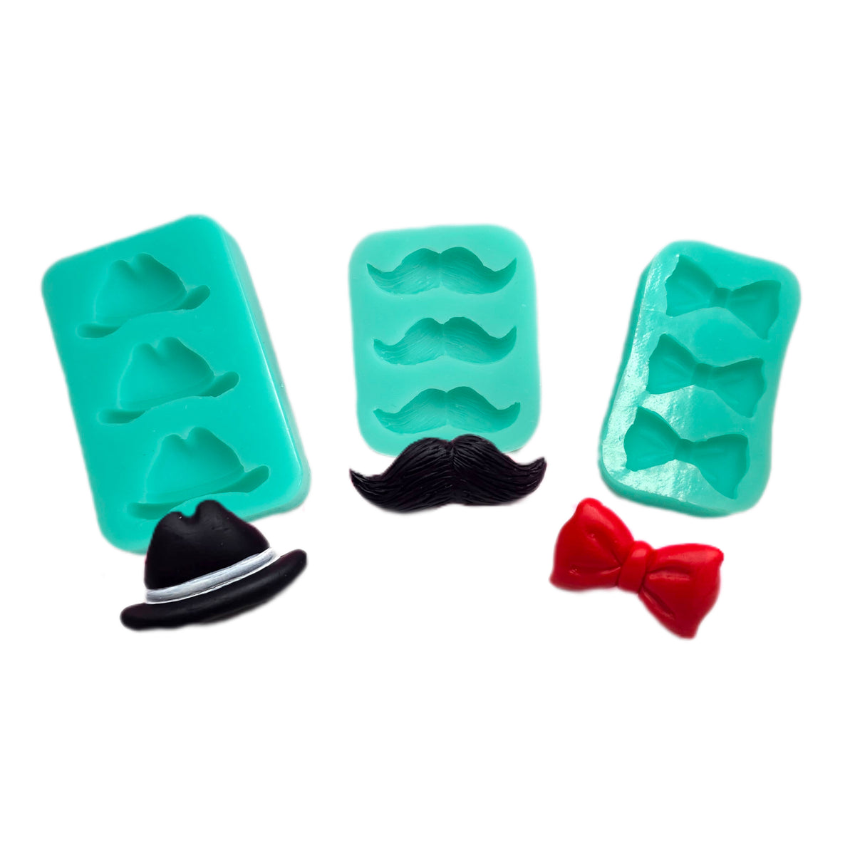 Father’s Day Fondant & Cake Pop Decorating Molds – Perfect for Husband Cupcakes, Chocolates, and DIY Treats Set of 3 Men-Inspired Silicone Molds, Mustache, Bowtie & Hat
