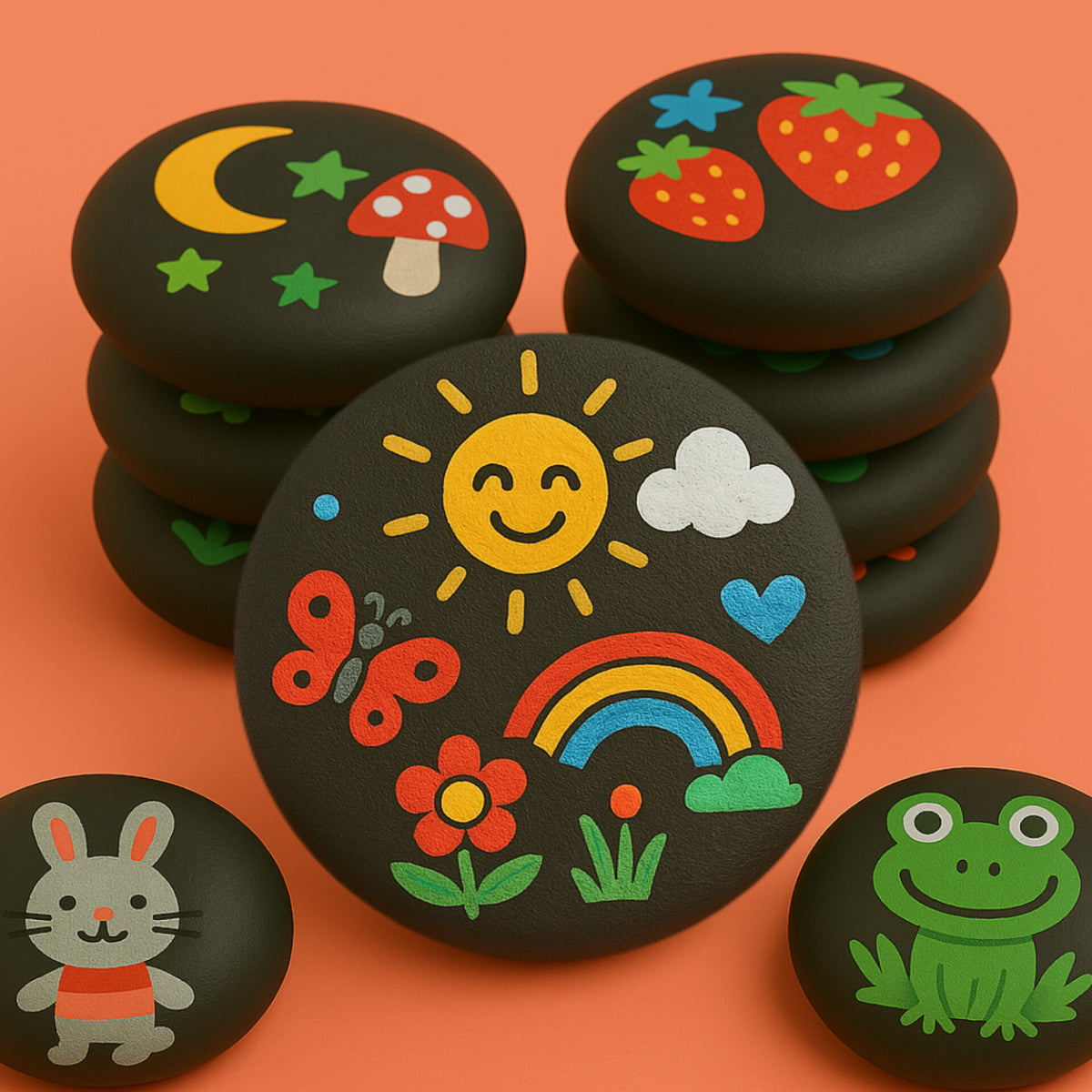 DIY Painting Stones – 3" Handmade Craft Set for Kids, Artists & Families | Relaxing & Educational Art Activity