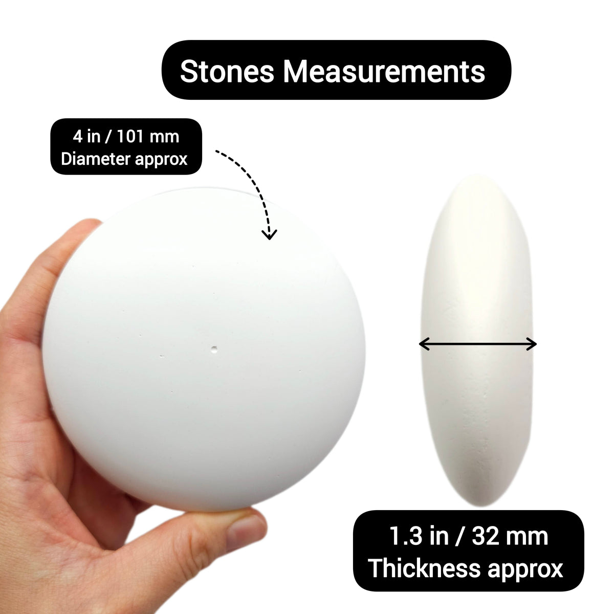 Plaster Painting Stones –  Handmade 4” Smooth White Craft Rocks with Center Dot – Acrylic Paint Art, DIY Kids Crafts, Garden Decor