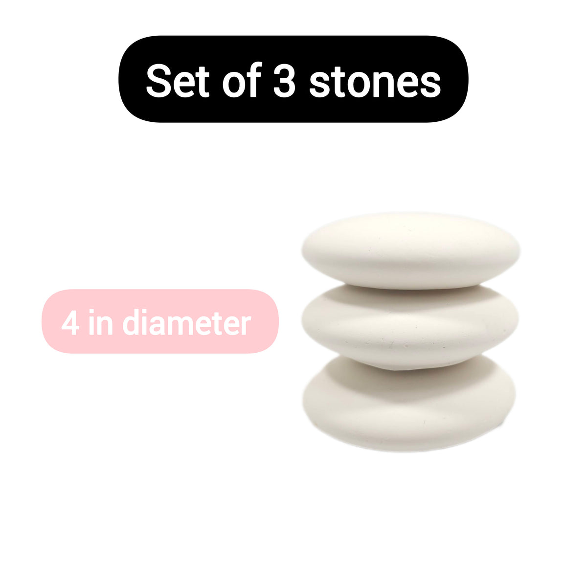 Plaster Painting Stones –  Handmade 4” Smooth White Craft Rocks with Center Dot – Acrylic Paint Art, DIY Kids Crafts, Garden Decor