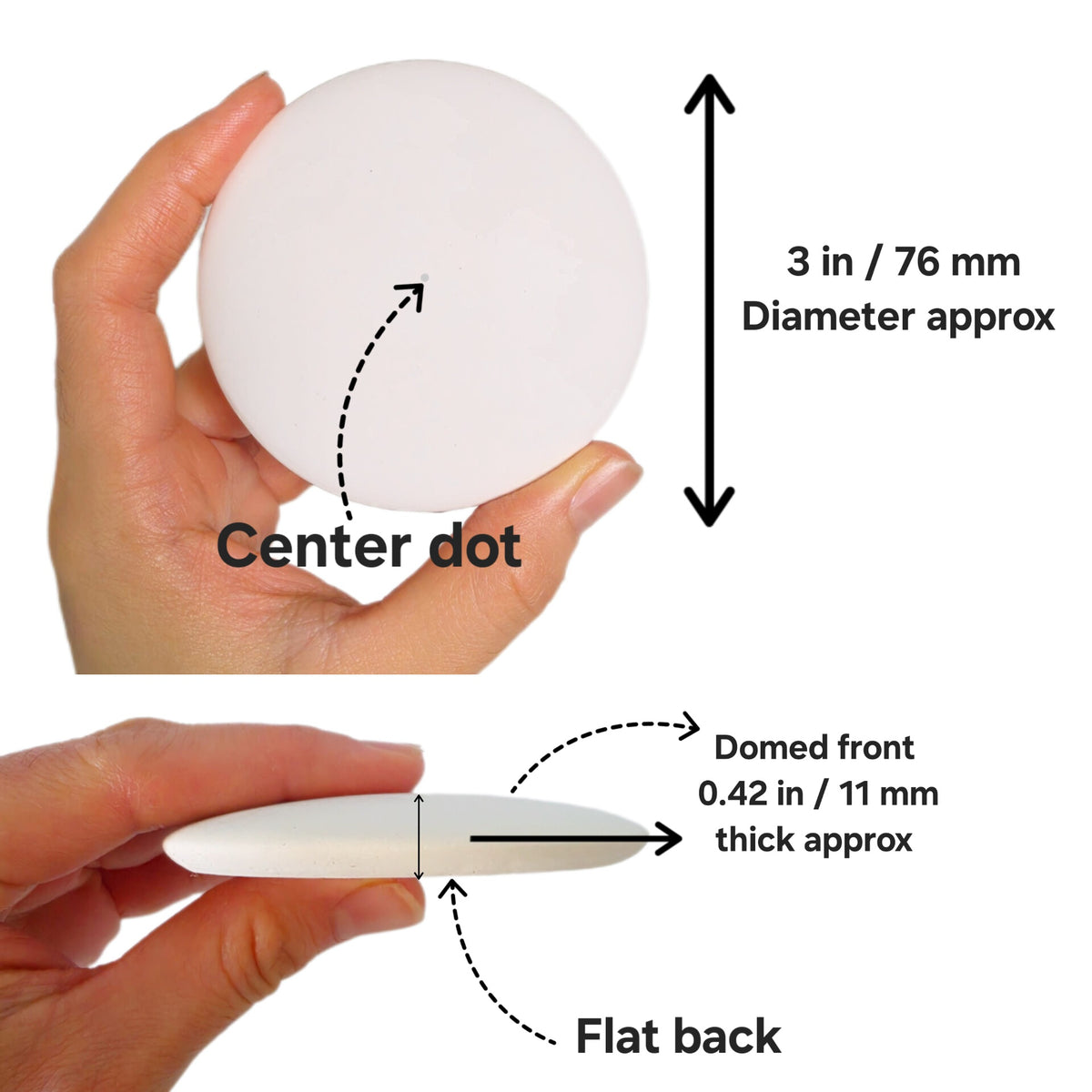 Thin 3” Plaster Stones – Smooth Flat-Back Painting Rocks with Center Dot for Mandala & Dotting Art, Lightweight Craft Surface