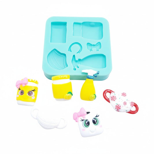 Cleaning and Masks Multi-Project Silicone Mold MS022 for Crafts, Resin, Fondant and Clay
