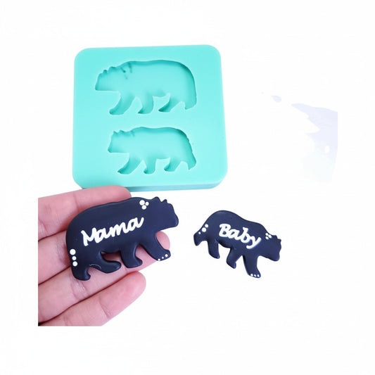 Mama Bear Baby Bear Silicone Mold for Fondant Resin Clay Crafts