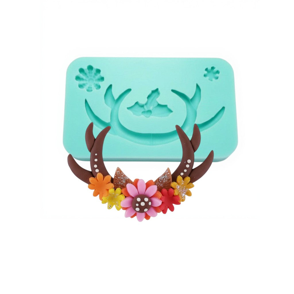 Antlers Floral Headband Multi-Project Silicone Mold for Fondant Resin Clay Crafts