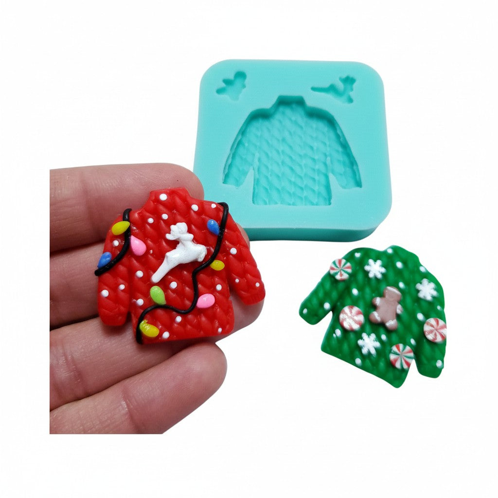 Ugly Christmas Sweater Silicone Mold for Resin Fondant Polymer Clay Miniatures