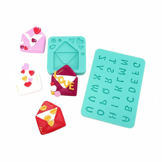 Love Letter Envelope Silicone Mold Set for Fondant Resin Clay Jewelry Making