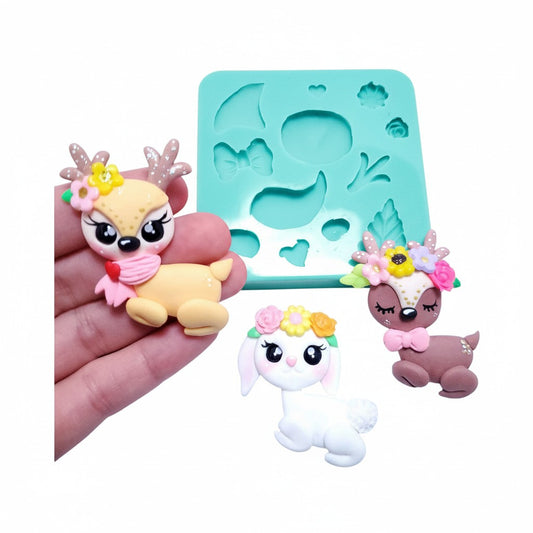 Spring Forest Animal Silicone Mold for Clay, Fondant, Resin and Miniatures