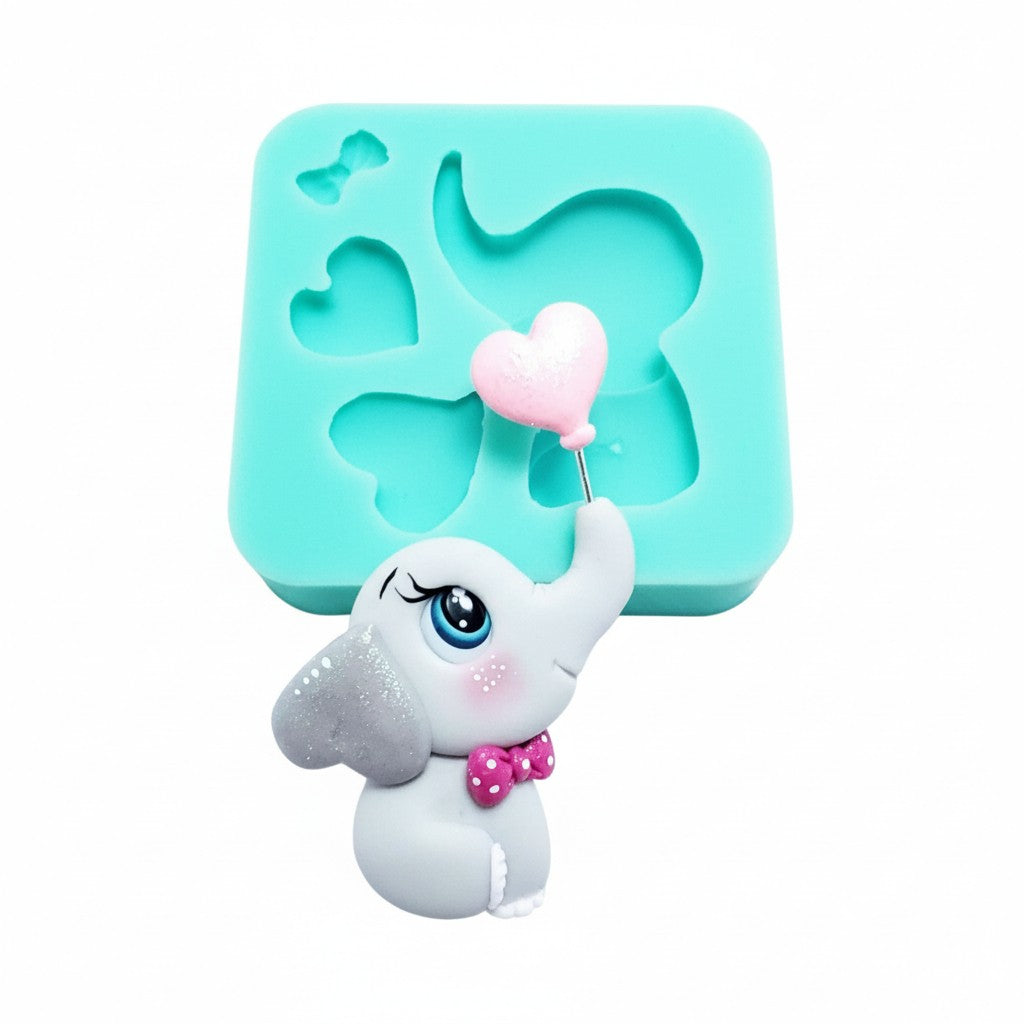 Baby Elephant Silicone Mold for Fondant, Resin, Polymer Clay and Miniatures