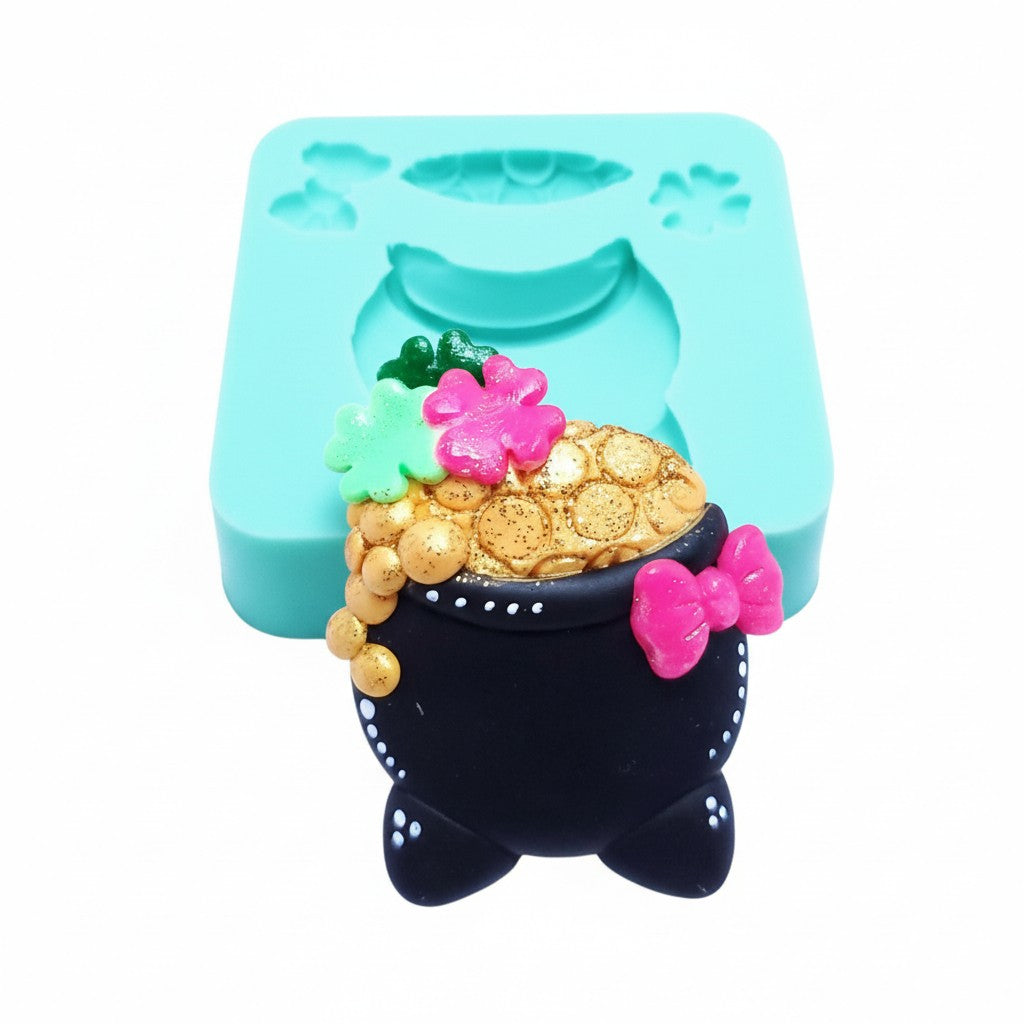 St Patrick Cauldron Gold Coins Multi Project Silicone Mold for Crafts and Baking