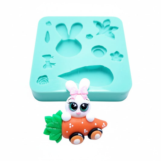 Bunny on Carrot Car Multi-Project Silicone Mold for Crafts MS209