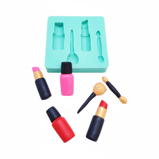 Beauty Makeup Kit Multi-Project Silicone Mold for Fondant, Resin, Clay Crafts