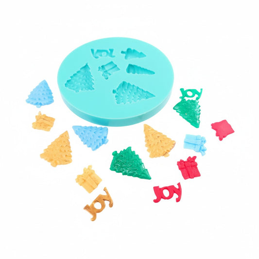 Christmas Tree and Gift Silicone Mold for Miniatures and Cake Decorating