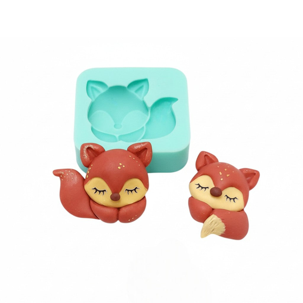 Sleepy Fox Silicone Mold for Fondant Resin Clay Miniatures Multi-Project Crafts
