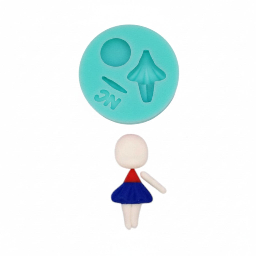 Tiny Ballerina Doll Body Head Multi-Project Silicone Mold for Cakes & Crafts