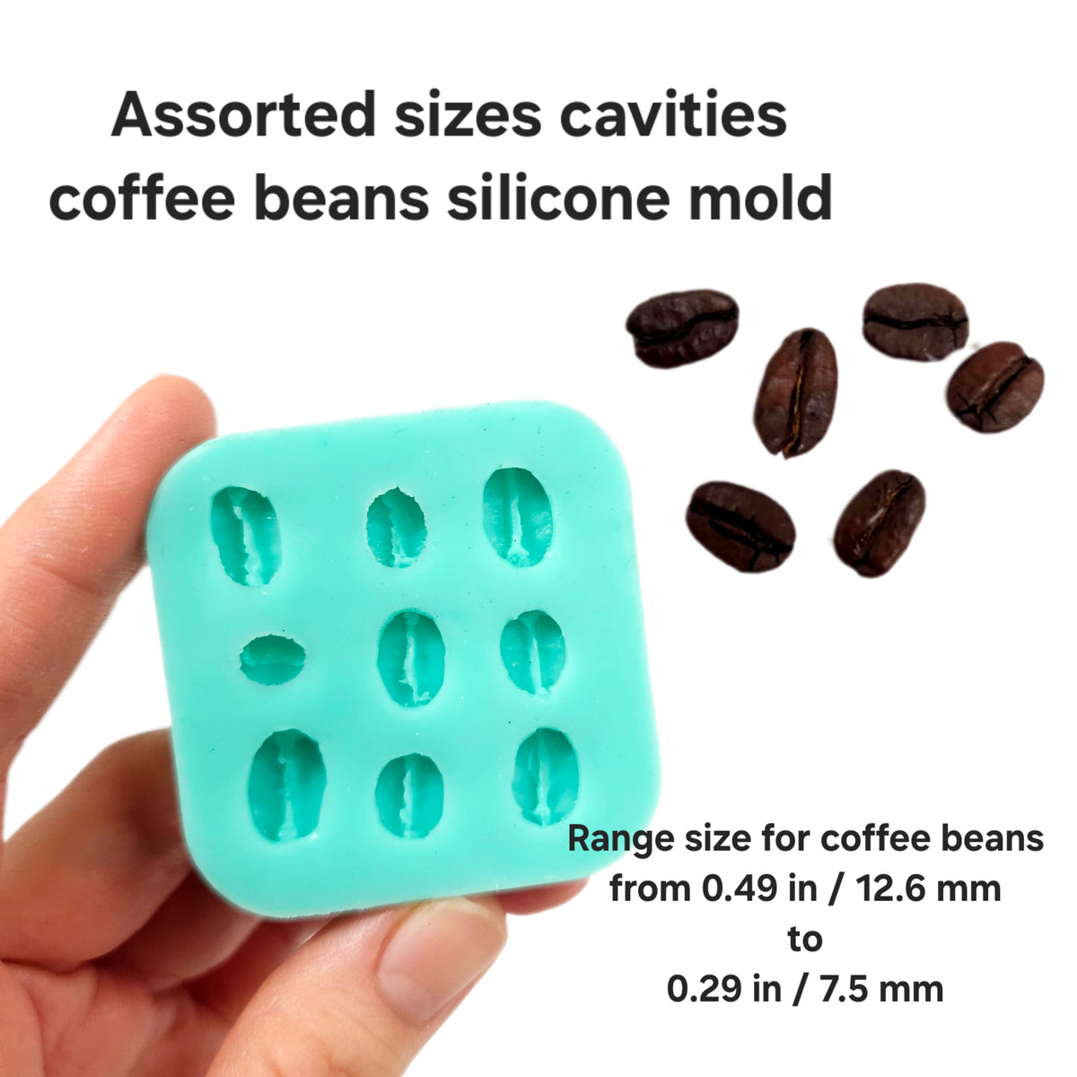 Coffee beans (Real size coffee beans) Silicone mold, Realistic Coffee beans mold NC04