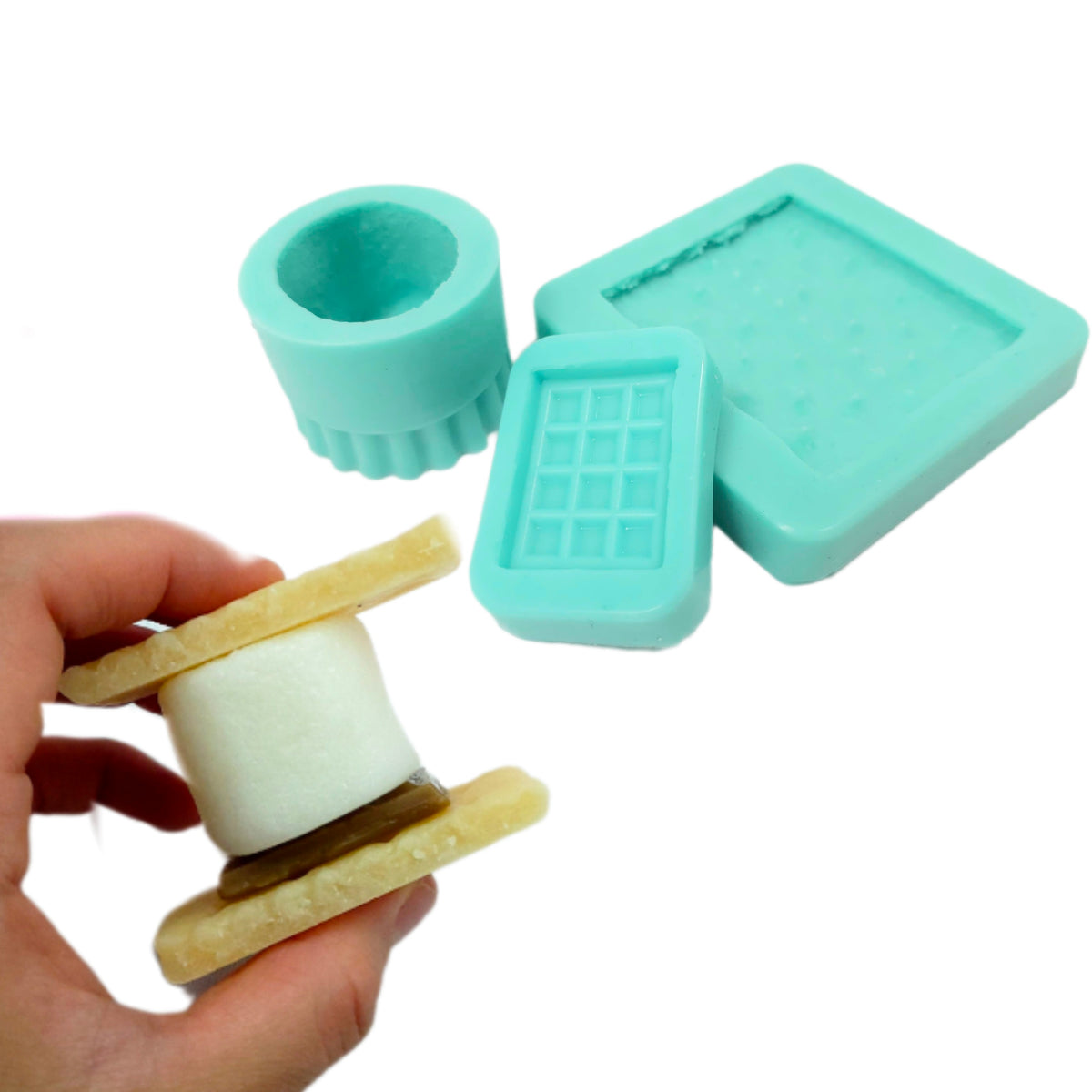 S'mores Graham cracker mold chocolate and/or Marshmallow Silicone mold Bundle option Mold for Wax,  Mold for Resin