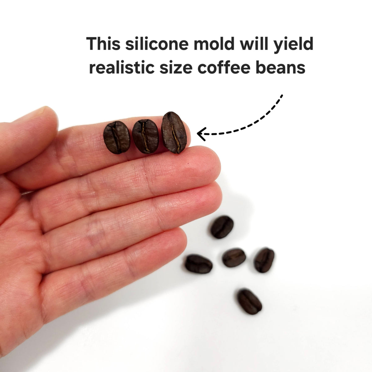 Coffee beans (Real size coffee beans) Silicone mold, Realistic Coffee beans mold NC04