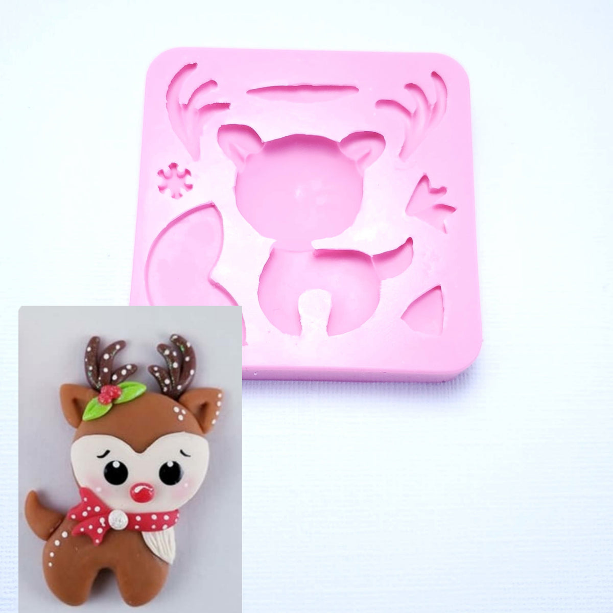 Cute Reindeer Silicone Mold for Fondant Resin Polymer Clay Crafts