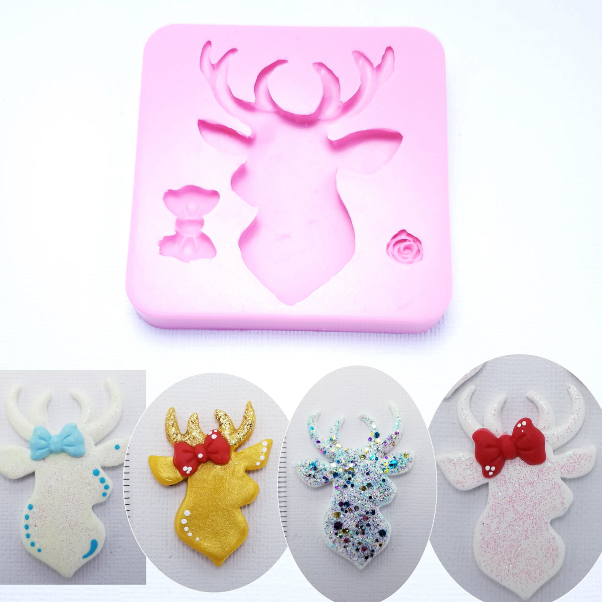 Reindeer Silhouette Silicone Mold for Fondant, Resin, Clay, and Mini Crafts