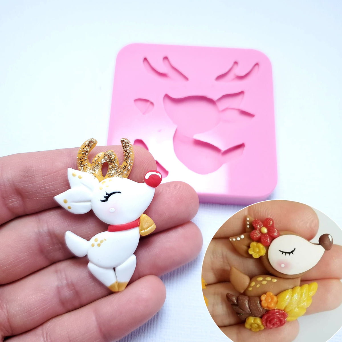 Jumpy Cute Reindeer Silicone Mold for Fondant, Resin, Clay & Mini Crafts