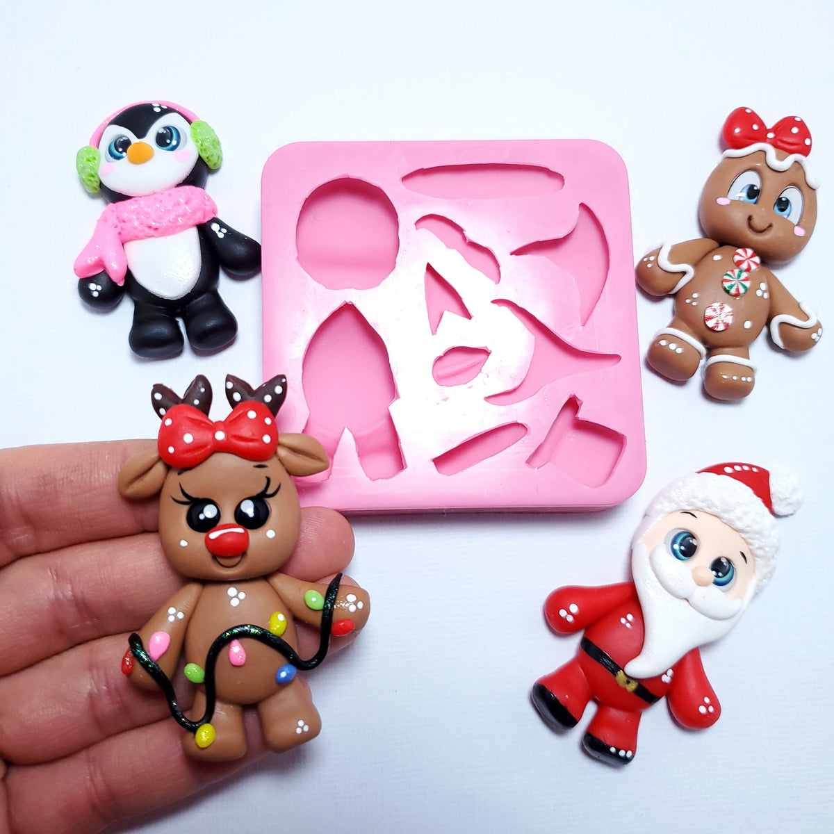 Christmas Character Mold for Polymer Clay Fondant Resin Miniature Cake Decorations
