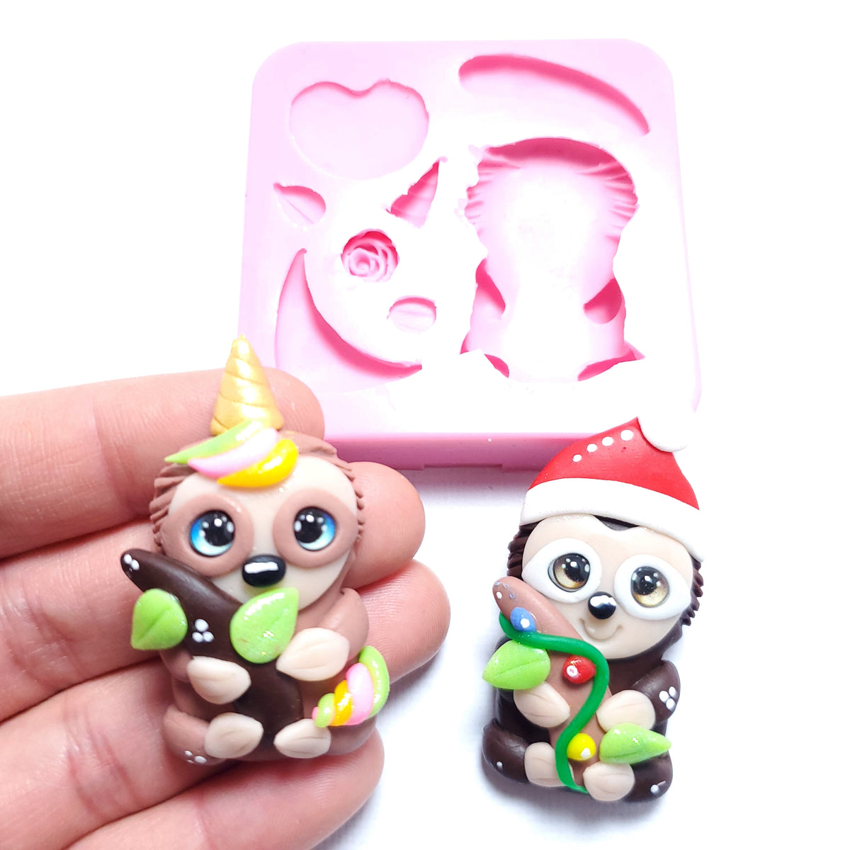 Cute Sloth Silicone Mold for Fondant Resin Clay Miniatures MS095