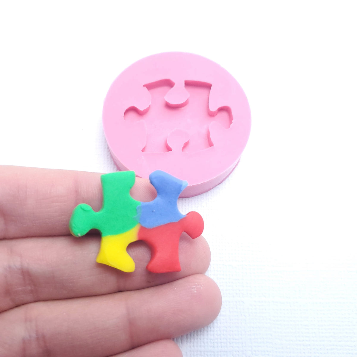 Autism Awareness Puzzle Piece Silicone Mold for Fondant Resin Polymer Clay Jewelry Cupcake Toppers