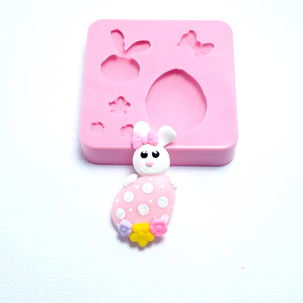 Cute Bunny on Egg Multi-Project Silicone Mold MS181 for Crafts and Baking
