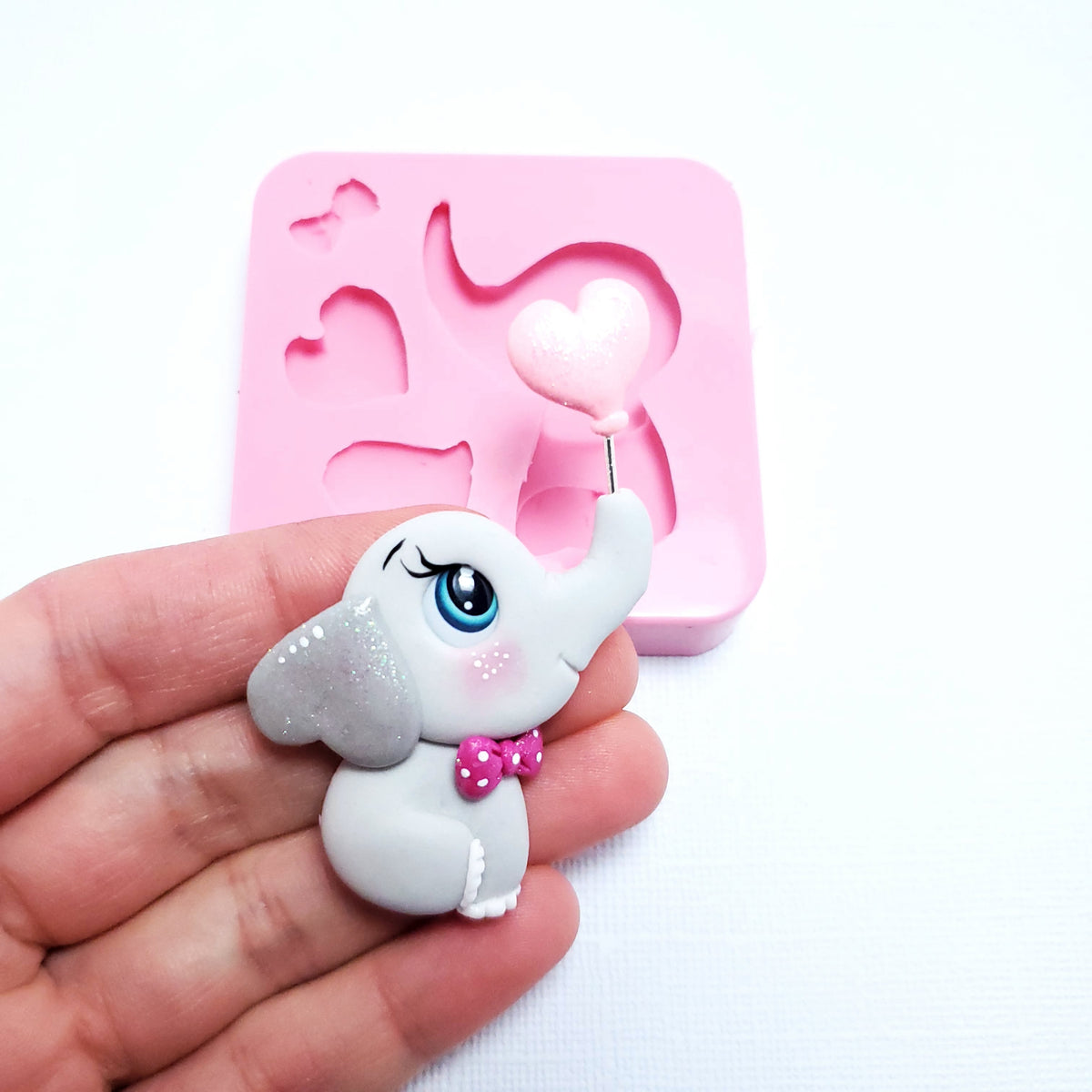 Baby Elephant Silicone Mold for Fondant, Resin, Polymer Clay and Miniatures