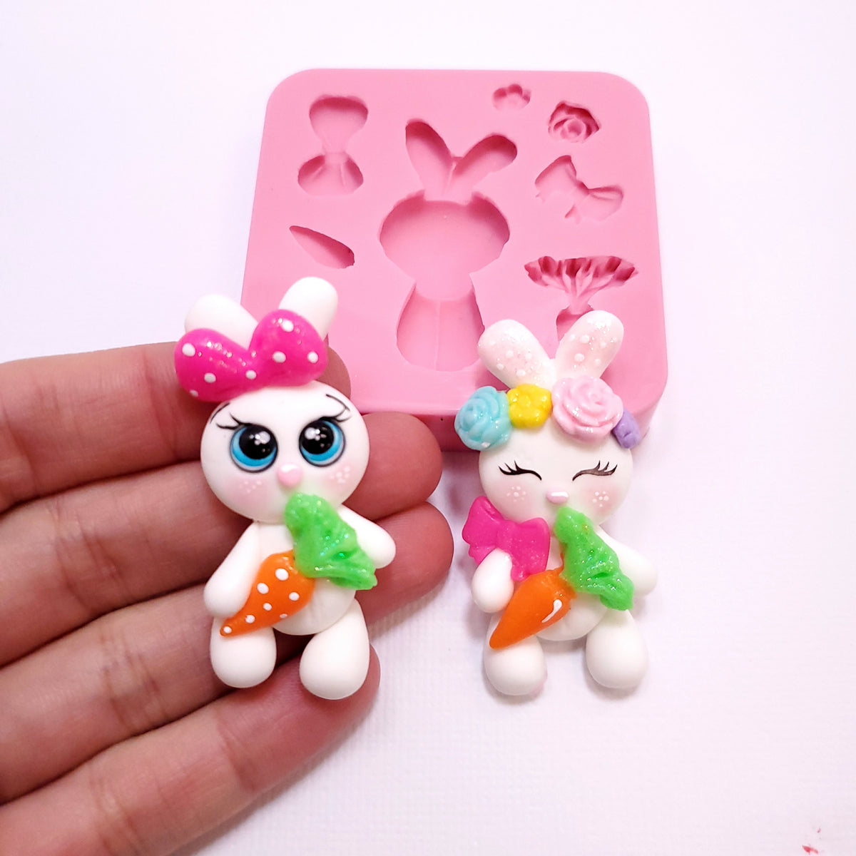 Cute Easter Bunny with Carrot Multi-Project Silicone Mold MS183 for Crafts