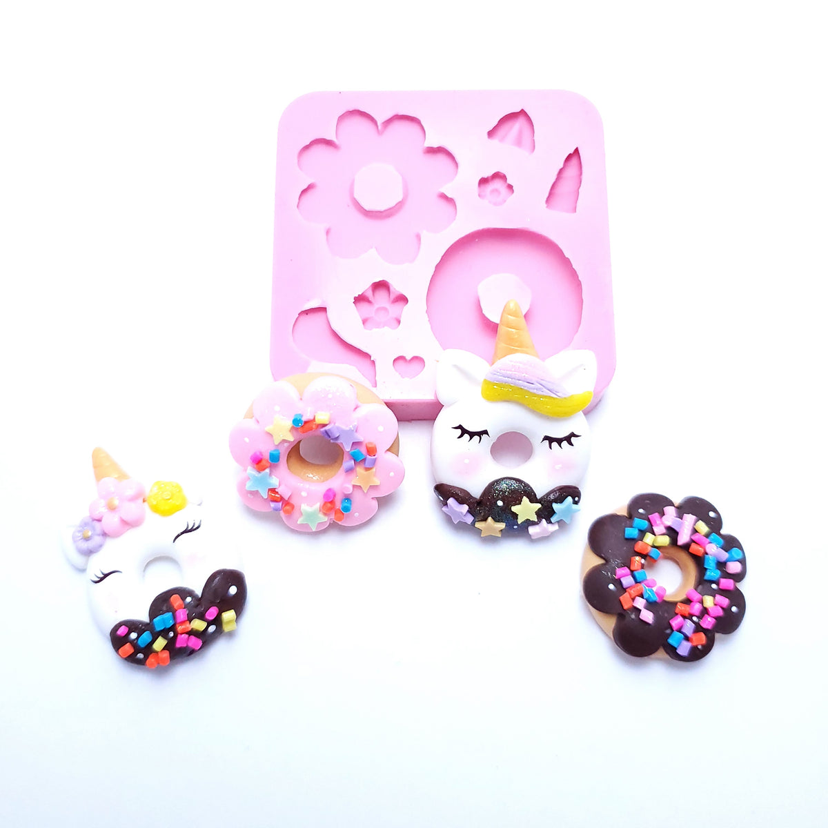 Unicorn Donut Multi Project Silicone Mold for Fondant Resin Clay Crafts MS200