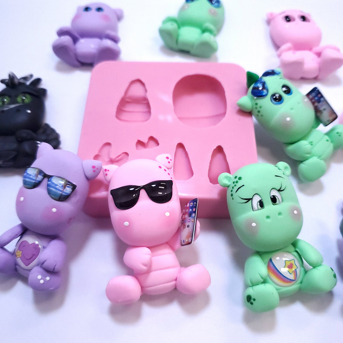 Cute Animals Dino Dragon Hippo Multi-Project Silicone Mold MS392 for Crafts and Baking