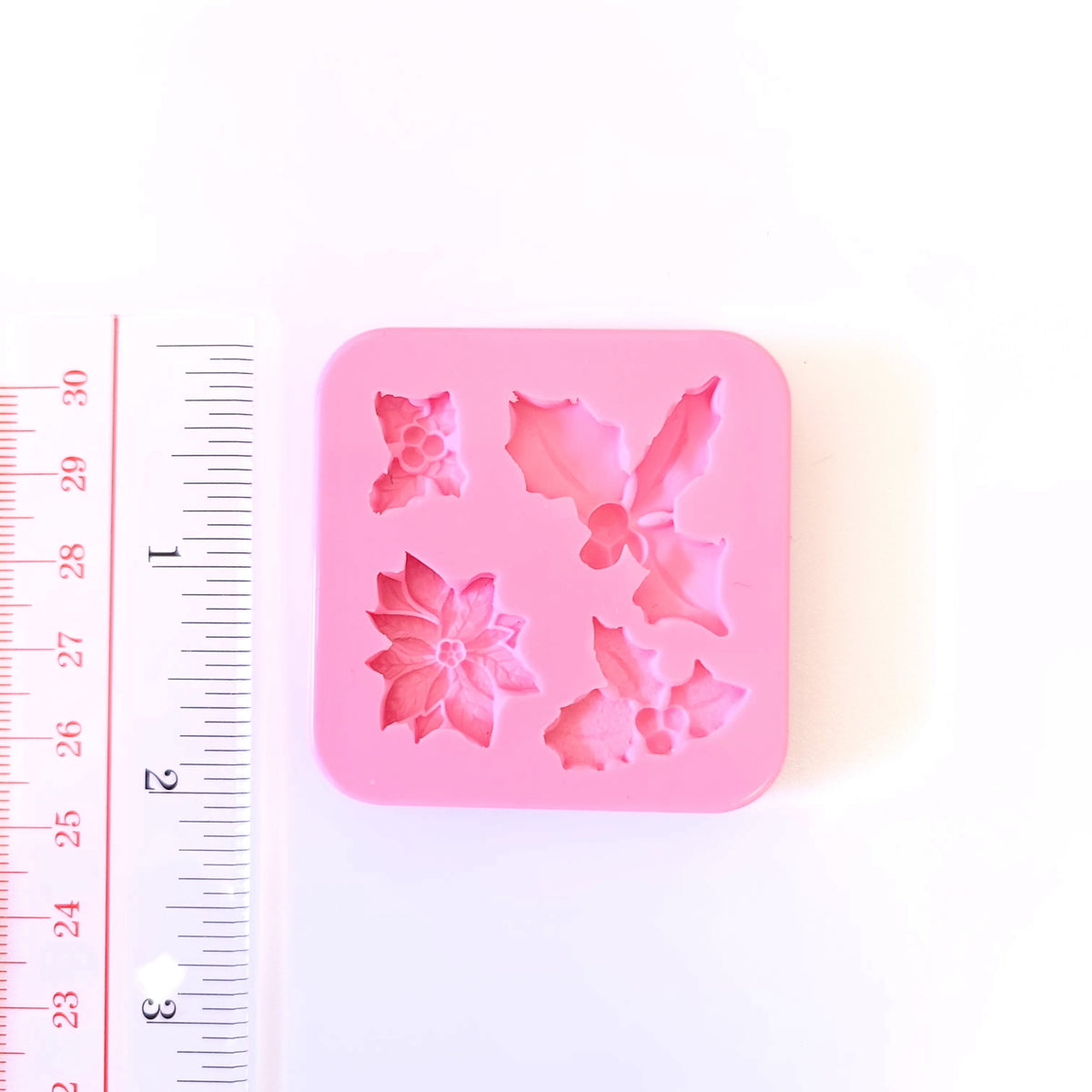 Christmas holly flower decorative silicone mold for fondant, resin, clay crafts